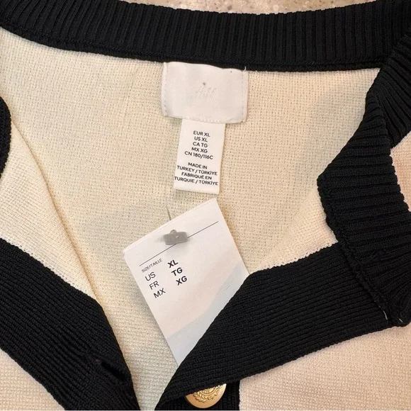 NWT H&M Cream and Black Cardigan Sweater - Picture 6 of 9